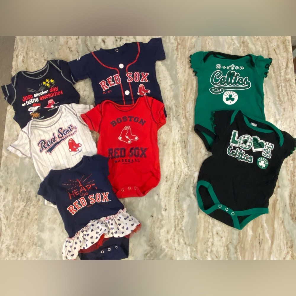Red Sox & Celtics onesies 0-3 mo